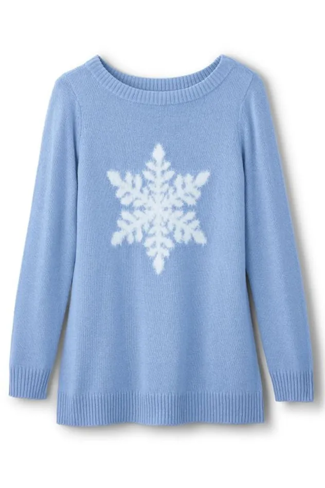 Women Draya Eyelash Snowflake Sweater Snowflake Soft Surroundings Tops Women Draya Eyelash Snowflake Sweater Snowflake Soft Surroundings Tops