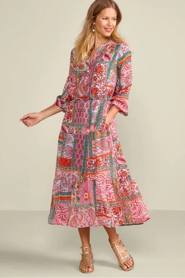 Women Drea Midi Dress Multi Patchwork Soft Surroundings Dresses