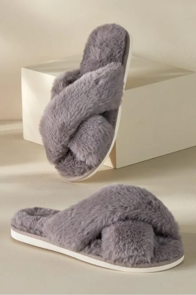 Women Dreama Faux Fur Cross Band Slippers Cream Soft Surroundings Shoes Women Dreama Faux Fur Cross Band Slippers Cream Soft Surroundings Shoes