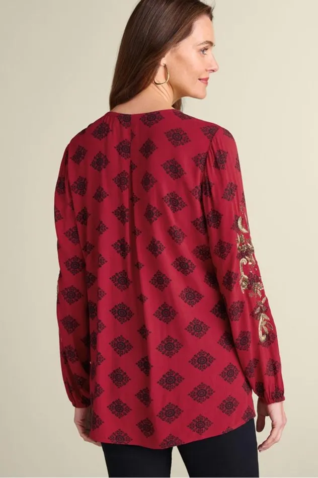 Women Eboni Embellished Tunic Ditsy Foulard Soft Surroundings Tops Women Eboni Embellished Tunic Ditsy Foulard Soft Surroundings Tops