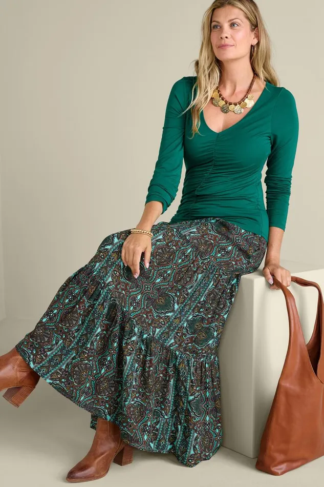 Women Edeliz Long Sleeve Tee Evergreen Soft Surroundings Tops Women Edeliz Long Sleeve Tee Evergreen Soft Surroundings Tops