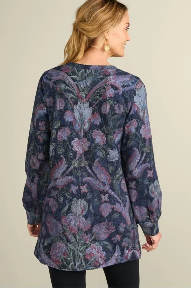 Women Edith French Terry Tunic Iris Bloom Soft Surroundings Tops Women Edith French Terry Tunic Iris Bloom Soft Surroundings Tops