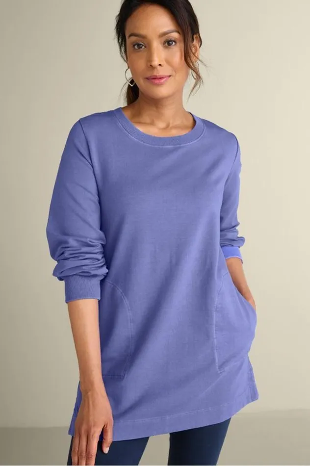 Women Edith French Terry Tunic Iris Bloom Soft Surroundings Tops Women Edith French Terry Tunic Iris Bloom Soft Surroundings Tops