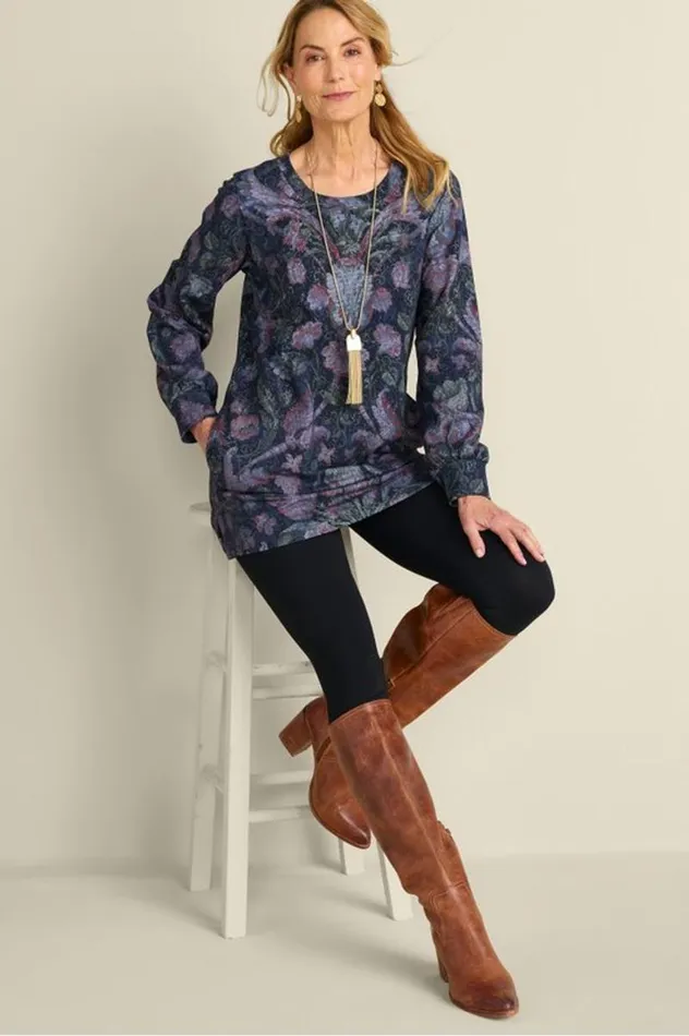 Women Edith French Terry Tunic Iris Bloom Soft Surroundings Tops Women Edith French Terry Tunic Iris Bloom Soft Surroundings Tops