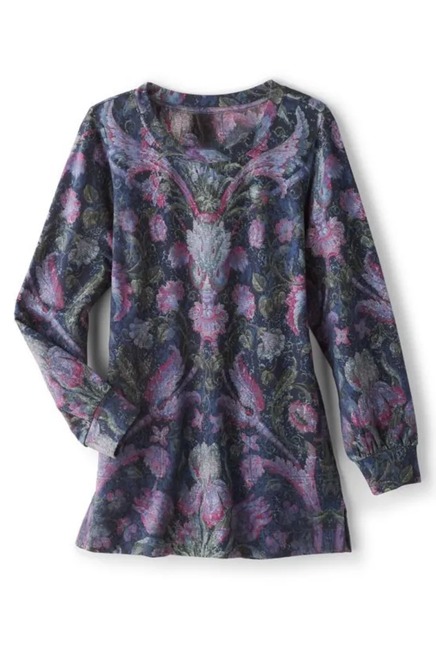 Women Edith French Terry Tunic Iris Bloom Soft Surroundings Tops Women Edith French Terry Tunic Iris Bloom Soft Surroundings Tops