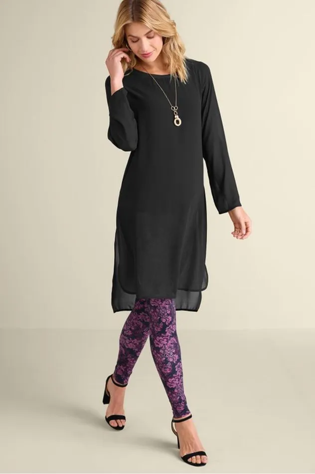 Women Elegance Tunic Black Soft Surroundings Tops