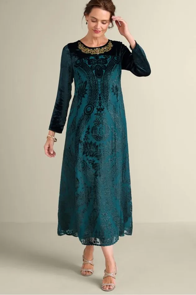 Women Emaline Velvet Burnout Maxi Dress June Bug Soft Surroundings Dresses