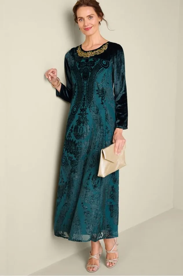 Women Emaline Velvet Burnout Maxi Dress June Bug Soft Surroundings Dresses Women Emaline Velvet Burnout Maxi Dress June Bug Soft Surroundings Dresses