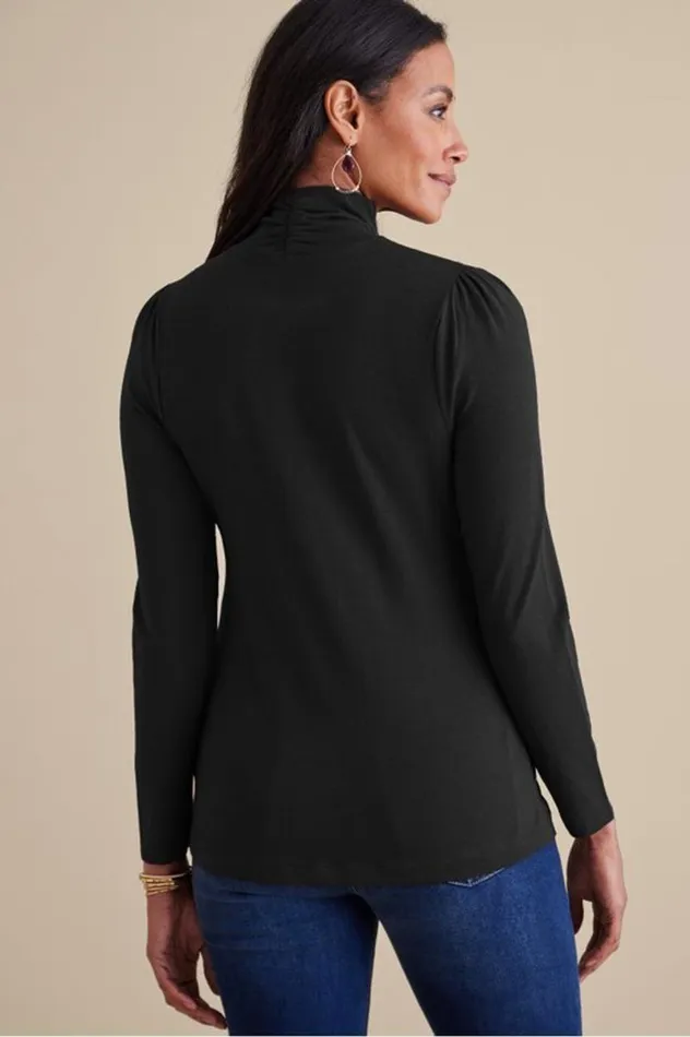 Women Emme Turtleneck Top Black Soft Surroundings Tops Women Emme Turtleneck Top Black Soft Surroundings Tops