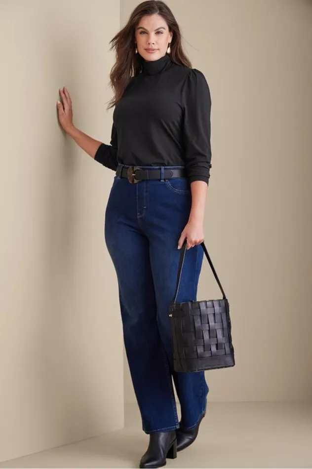 Women Emme Turtleneck Top Black Soft Surroundings Tops Women Emme Turtleneck Top Black Soft Surroundings Tops