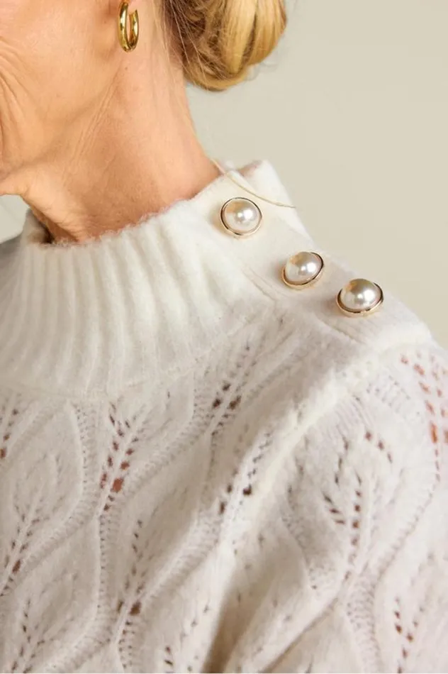 Women Ensley Button Sweater Tunic Ivory Pearl Soft Surroundings Tops Women Ensley Button Sweater Tunic Ivory Pearl Soft Surroundings Tops