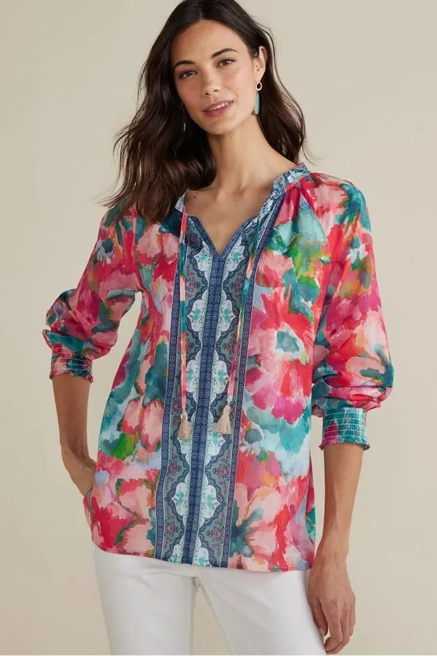 Women Evalina Top Pink Ranunculus Soft Surroundings Tops