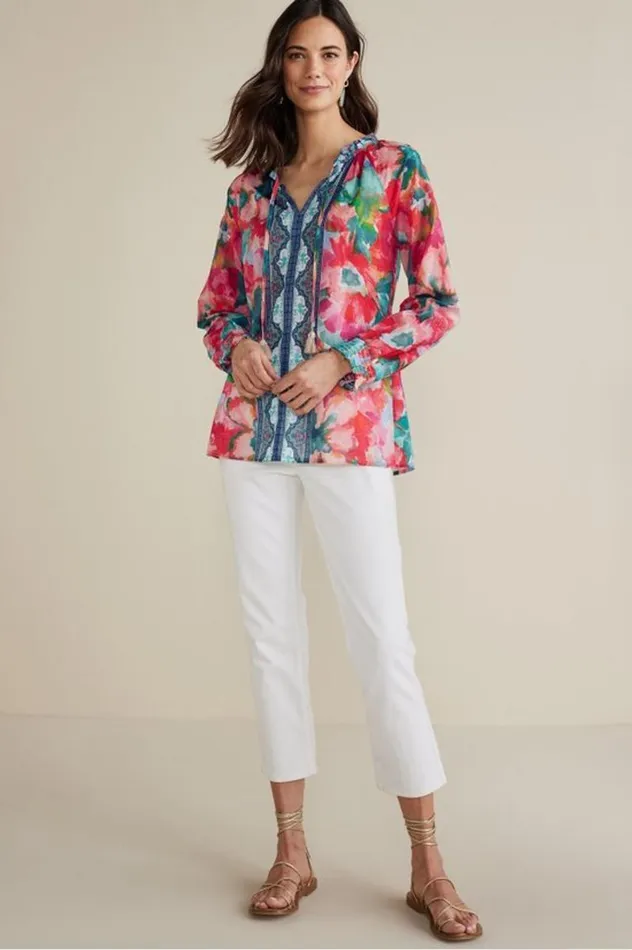 Women Evalina Top Pink Ranunculus Soft Surroundings Tops Women Evalina Top Pink Ranunculus Soft Surroundings Tops