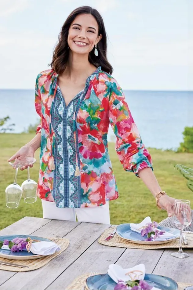 Women Evalina Top Pink Ranunculus Soft Surroundings Tops Women Evalina Top Pink Ranunculus Soft Surroundings Tops