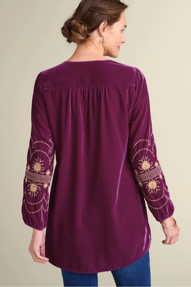 Women Evelyne Embroidered Velvet Tunic Magenta Purple Soft Surroundings Tops Women Evelyne Embroidered Velvet Tunic Magenta Purple Soft Surroundings Tops