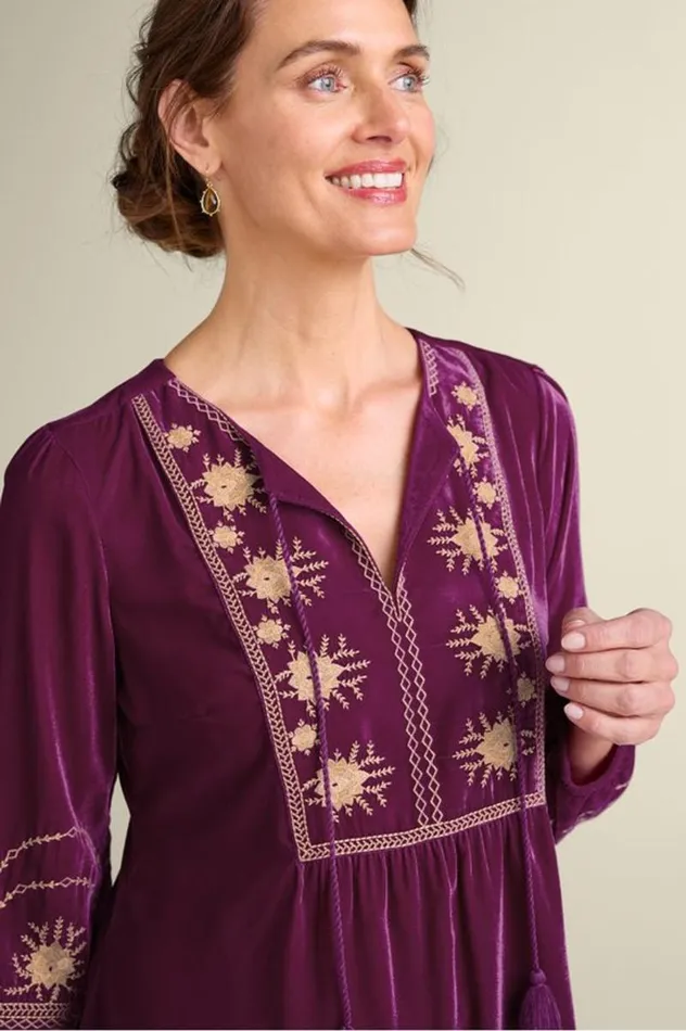 Women Evelyne Embroidered Velvet Tunic Magenta Purple Soft Surroundings Tops Women Evelyne Embroidered Velvet Tunic Magenta Purple Soft Surroundings Tops