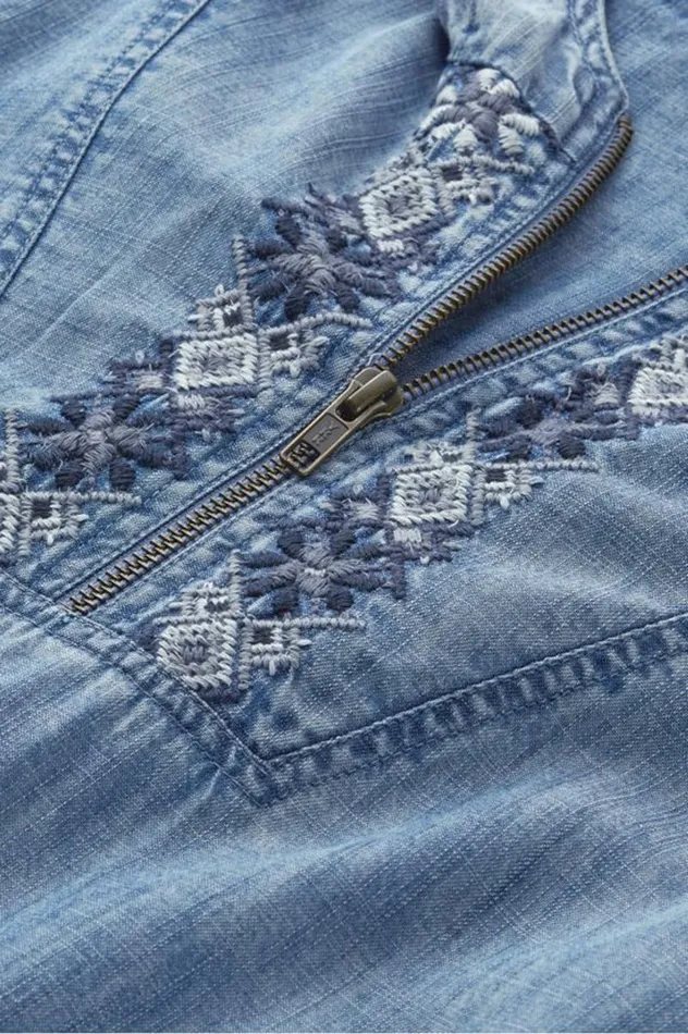 Women Evie Embroidered Tencel Hoodie Washed Blue Soft Surroundings Tops Women Evie Embroidered Tencel Hoodie Washed Blue Soft Surroundings Tops
