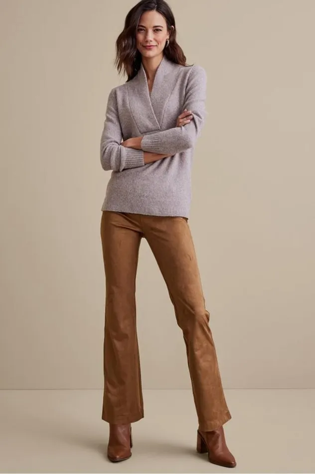 Women Faux Suede Bootcut Pants Black Soft Surroundings Pants