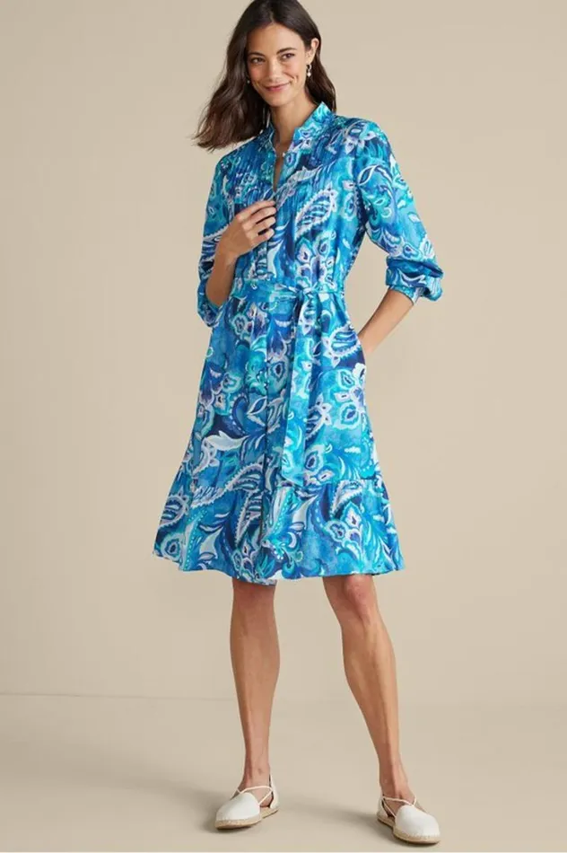 Women Feyre Short Dress Island Sun Paisley Blue Soft Surroundings Dresses