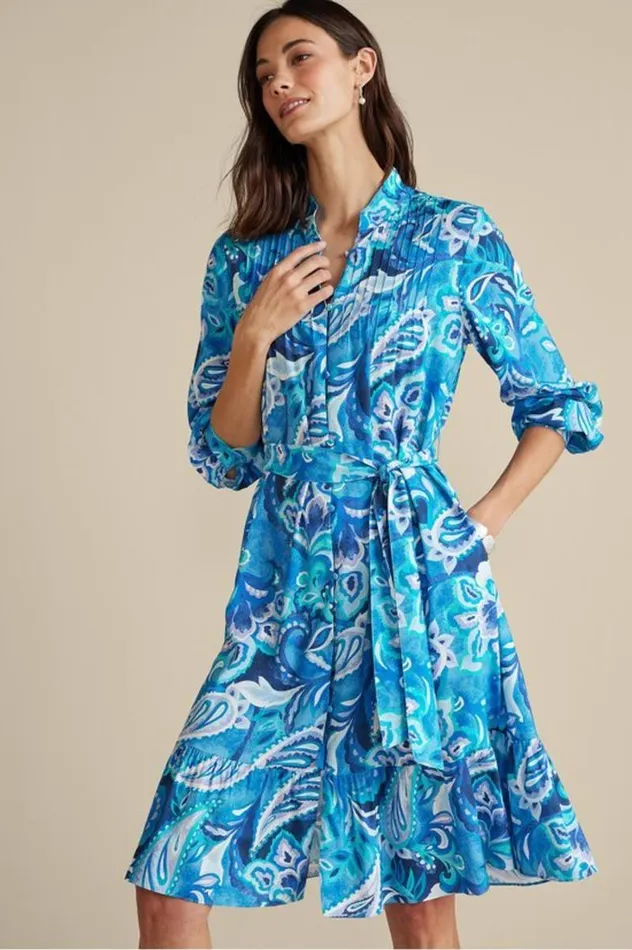 Women Feyre Short Dress Island Sun Paisley Blue Soft Surroundings Dresses Women Feyre Short Dress Island Sun Paisley Blue Soft Surroundings Dresses