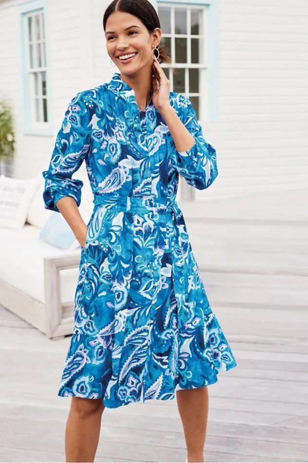 Women Feyre Short Dress Island Sun Paisley Blue Soft Surroundings Dresses Women Feyre Short Dress Island Sun Paisley Blue Soft Surroundings Dresses