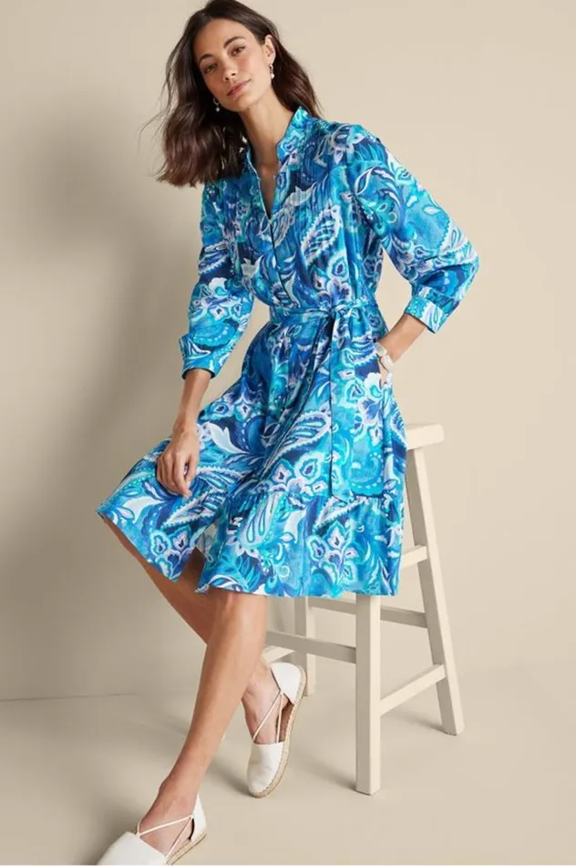 Women Feyre Short Dress Island Sun Paisley Blue Soft Surroundings Dresses Women Feyre Short Dress Island Sun Paisley Blue Soft Surroundings Dresses