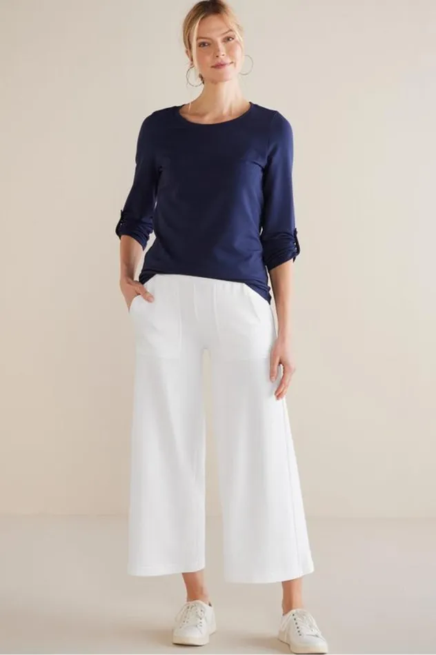 Women Fina French Terry Crop Pants Navy Soft Surroundings Pants