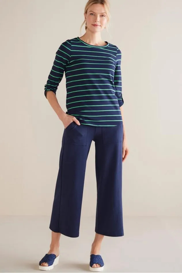 Women Fina French Terry Crop Pants Navy Soft Surroundings Pants Women Fina French Terry Crop Pants Navy Soft Surroundings Pants