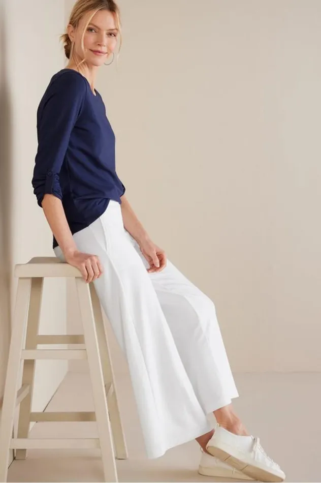 Women Fina French Terry Crop Pants Navy Soft Surroundings Pants Women Fina French Terry Crop Pants Navy Soft Surroundings Pants