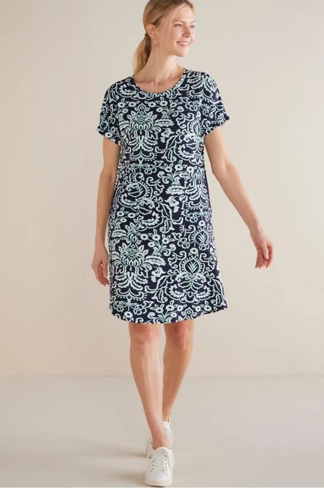 Women Fina French Terry Short Dress Jaipur Scarf Soft Surroundings Dresses