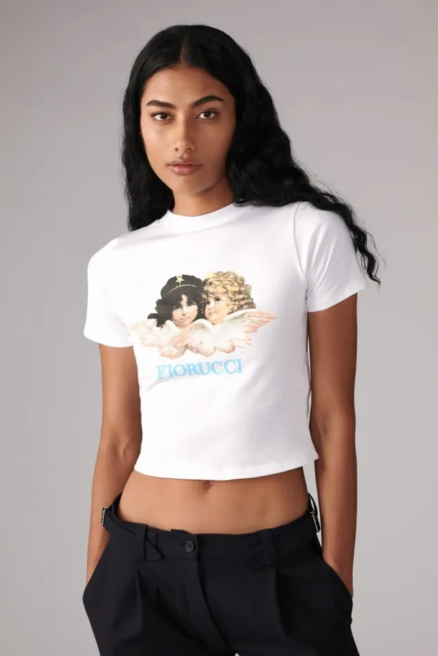 Women Fiorucci Angels Baby TShirt White White Women Fiorucci Angels Baby TShirt White White