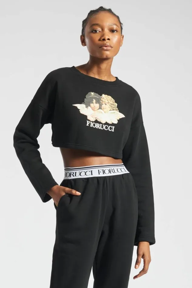 Women Fiorucci Angels Crop Sweatshirt Black Black