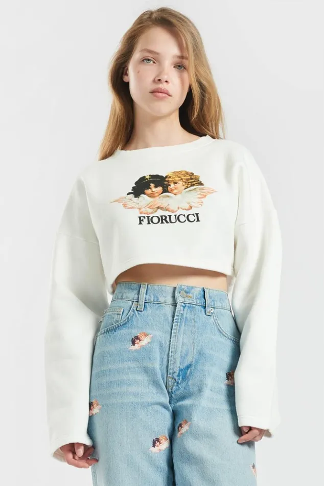 Women Fiorucci Angels Crop Sweatshirt White White