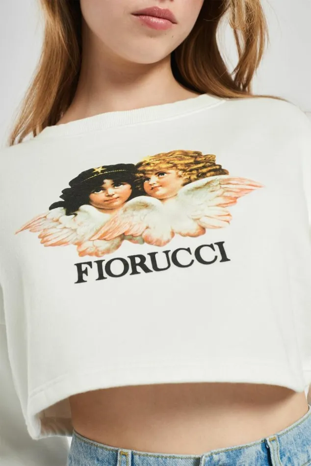 Women Fiorucci Angels Crop Sweatshirt White White Women Fiorucci Angels Crop Sweatshirt White White