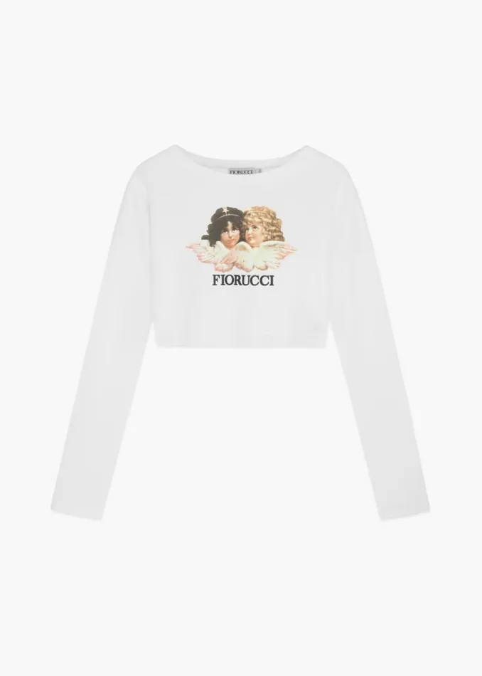 Women Fiorucci Angels Crop Sweatshirt White White Women Fiorucci Angels Crop Sweatshirt White White