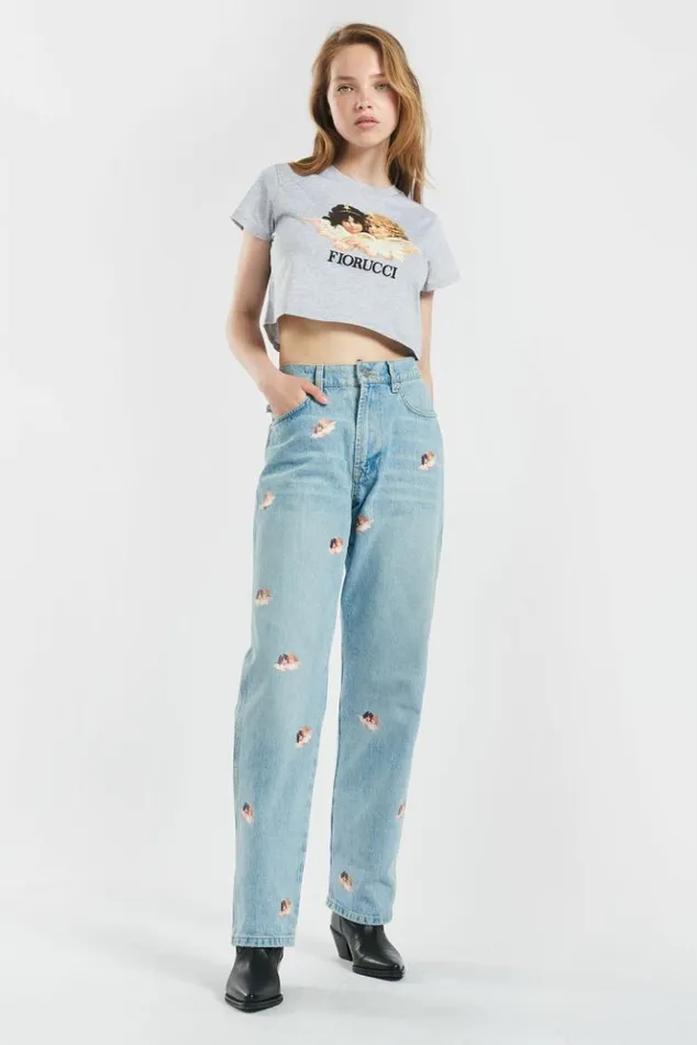 Women Fiorucci Angels Crop TShirt Light Grey Light Grey Women Fiorucci Angels Crop TShirt Light Grey Light Grey