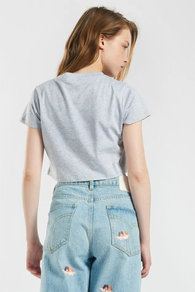 Women Fiorucci Angels Crop TShirt Light Grey Light Grey Women Fiorucci Angels Crop TShirt Light Grey Light Grey