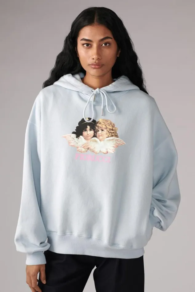 Women Fiorucci Angels Hoodie Blue Blue Women Fiorucci Angels Hoodie Blue Blue