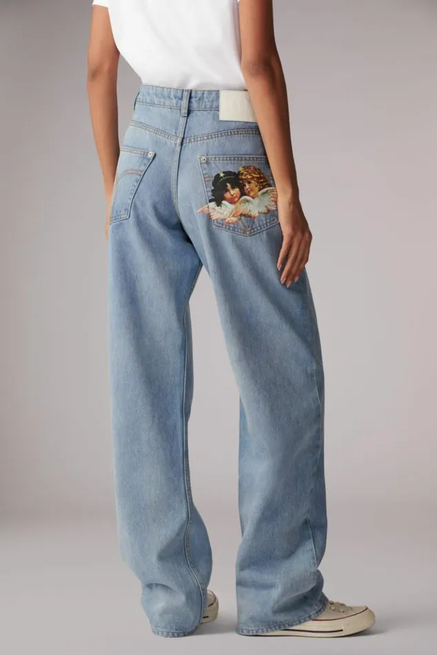 Women Fiorucci Angels Patch Patti Jeans Blue Blue Women Fiorucci Angels Patch Patti Jeans Blue Blue
