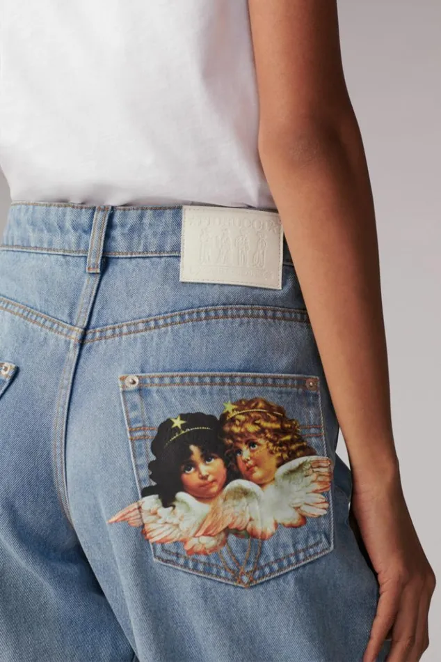 Women Fiorucci Angels Patch Patti Jeans Blue Blue Women Fiorucci Angels Patch Patti Jeans Blue Blue