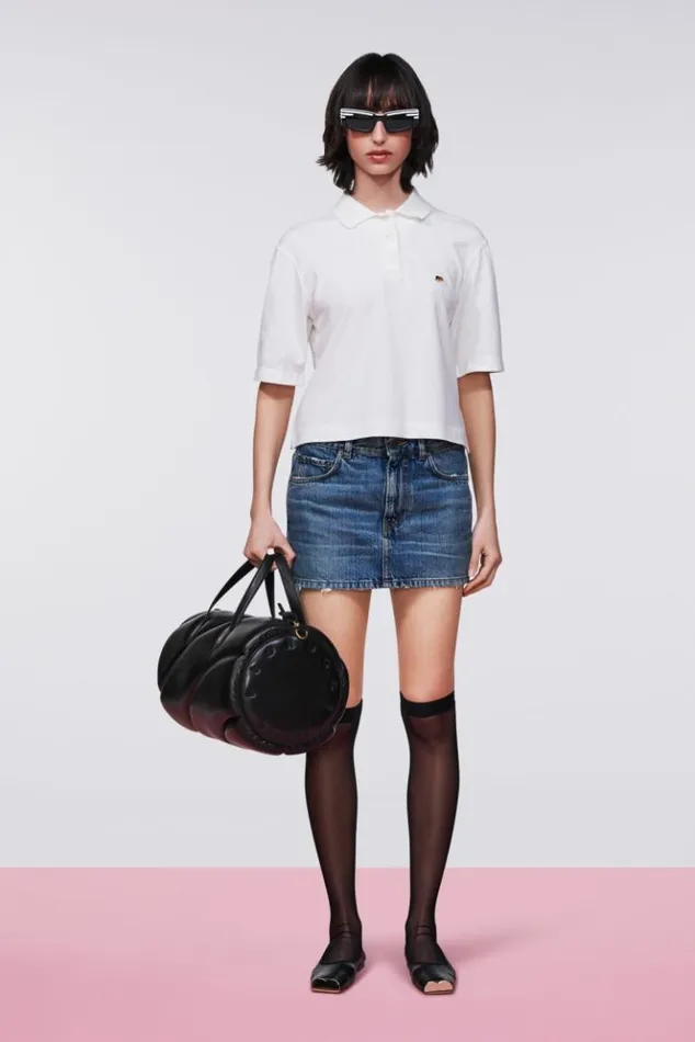 Women Fiorucci Angels Patch Polo TShirt White White