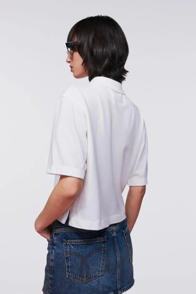 Women Fiorucci Angels Patch Polo TShirt White White Women Fiorucci Angels Patch Polo TShirt White White