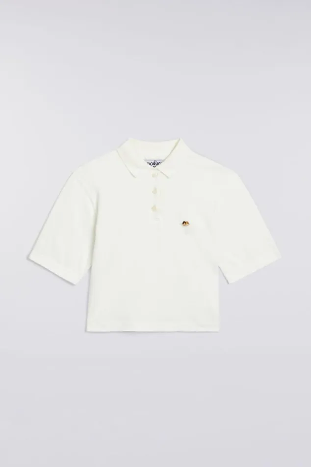 Women Fiorucci Angels Patch Polo TShirt White White Women Fiorucci Angels Patch Polo TShirt White White