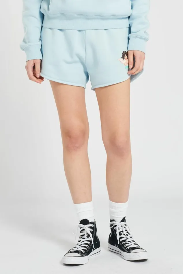 Women Fiorucci Angels Patch Shorts Pale Blue Pale Blue