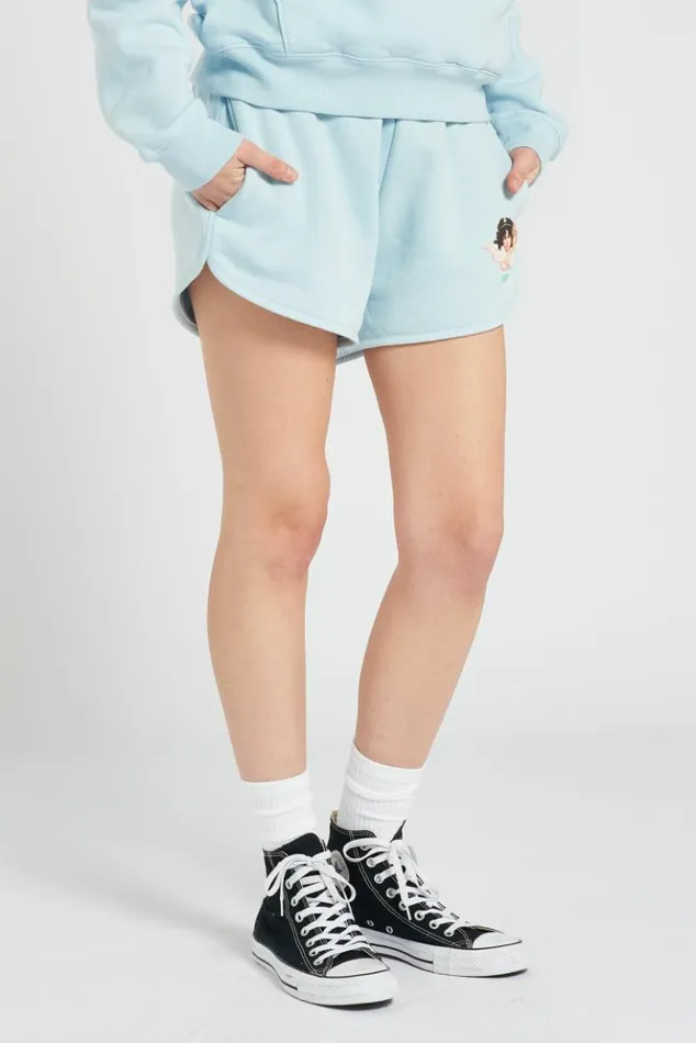 Women Fiorucci Angels Patch Shorts Pale Blue Pale Blue Women Fiorucci Angels Patch Shorts Pale Blue Pale Blue