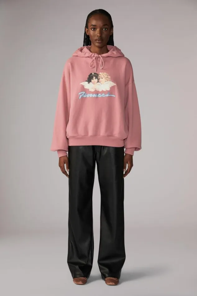 Women Fiorucci Angels Squiggle Logo Hoodie Pink Pink