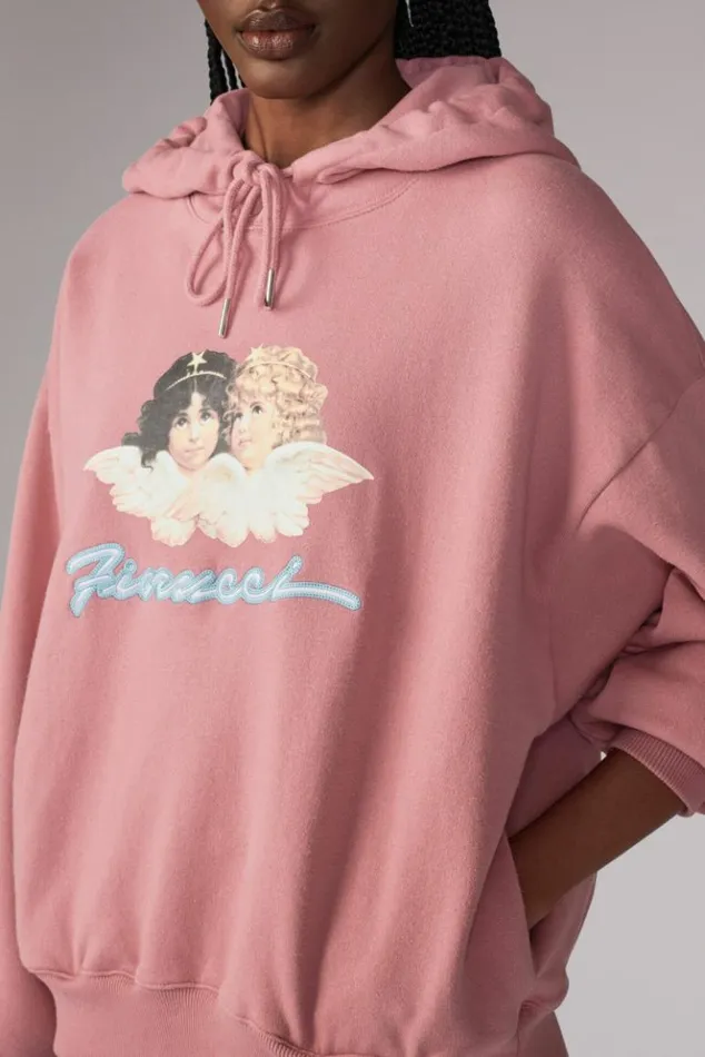 Women Fiorucci Angels Squiggle Logo Hoodie Pink Pink Women Fiorucci Angels Squiggle Logo Hoodie Pink Pink