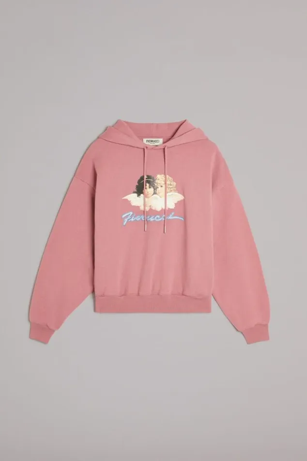Women Fiorucci Angels Squiggle Logo Hoodie Pink Pink Women Fiorucci Angels Squiggle Logo Hoodie Pink Pink
