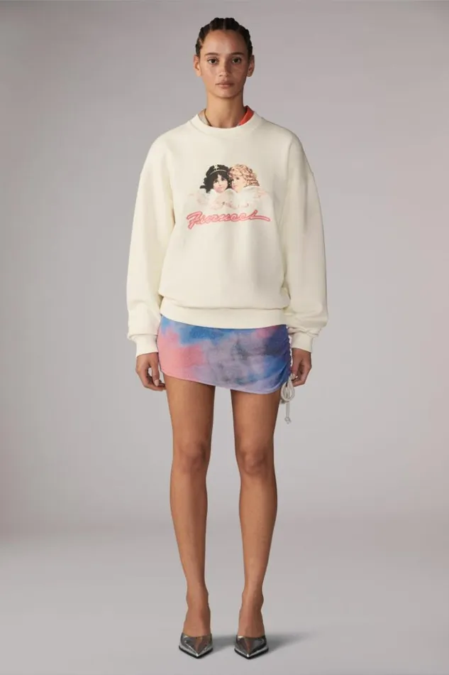 Women Fiorucci Angels Squiggle Logo Sweatshirt Cream Cream