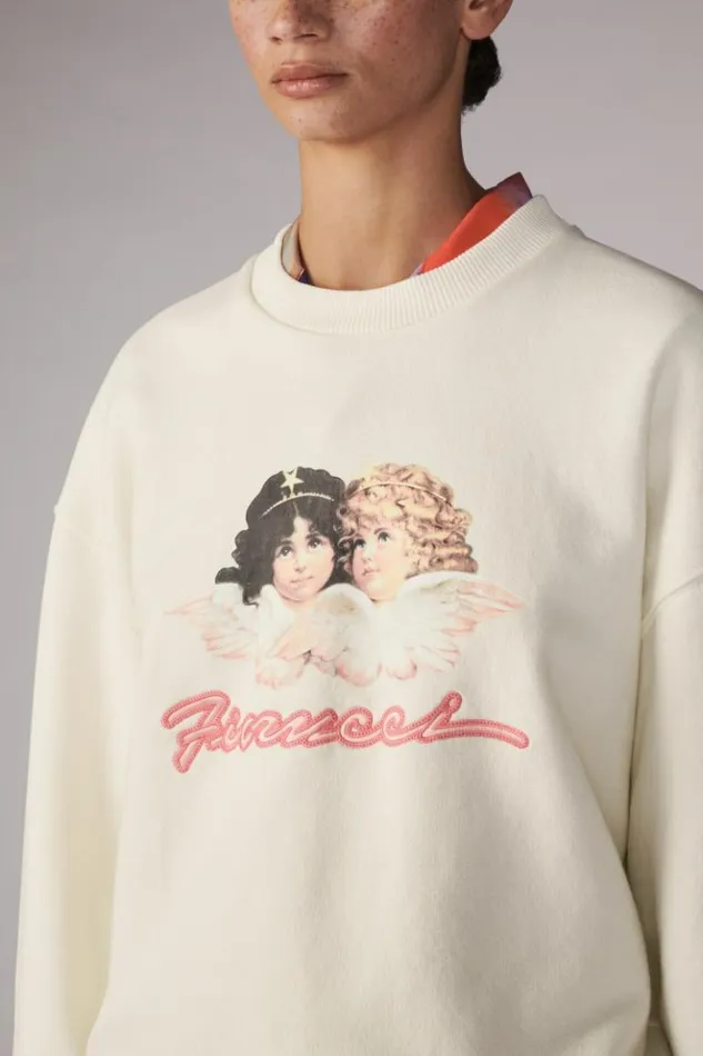 Women Fiorucci Angels Squiggle Logo Sweatshirt Cream Cream Women Fiorucci Angels Squiggle Logo Sweatshirt Cream Cream